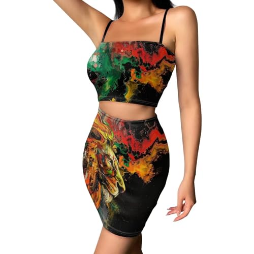 Image of 2025 Sexy Spaghetti Strap Crop Tops and Bodycon Skirt Casual 2 Piece Set S-4XL