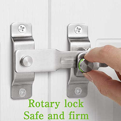 Iniret 2 Packs Barn Door Latches，4.33”X 3.23” Brushed Nickel Stainless Steel Barn Gate Flip Door Latch Bi-Fold Door Lock,Sliding Door Antique Lock Gate Latches Wine Cabinet Closet Door Latches #TOP3