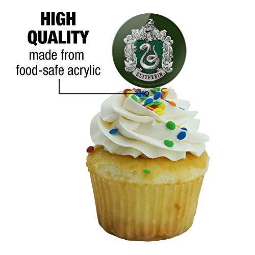 Harry Potter Slytherin Painted Crest Cupcake Picks Toppers Decoration Set of 6