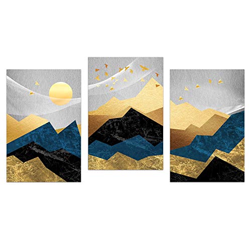 Paysage de montagne géométrique triptyque 3 pièces 50x75cm sans cadre