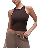 CRZ YOGA Softembrace High Neck Tank Tops for Women - Casual Going Out Soft Double Lined Basic Summer Sleeveless Shirts Hot Fudge Brown Medium