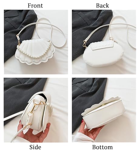 Image of SYGA Women's Casual Crossbody Purse, Small Size With Zipper Closure Shell Bag (White)