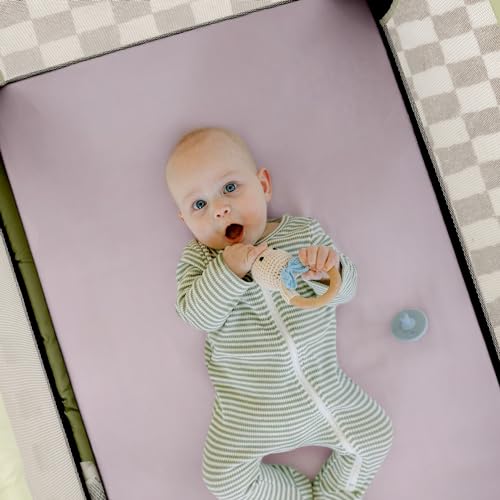 GRSSDER Fitted Pack and Play Sheets Set 3 Pack, Stretchy Ultra Soft Jersey Knit Portable/Mini Crib Sheets for Girls, Universal Fit for Pack N Plays Safe and Snug, Stylish Floral Pattern