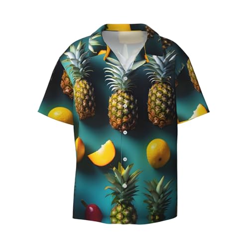 Chemise ananas homme à manches courtes et coupe classique avec poche