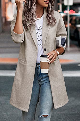 Prettygarden Women's 2023 Plaid Shacket Jacket Casual Button Wool Blend Winter Tartan Trench Coat With Pockets (Solid Apricot,Medium) #TOP6