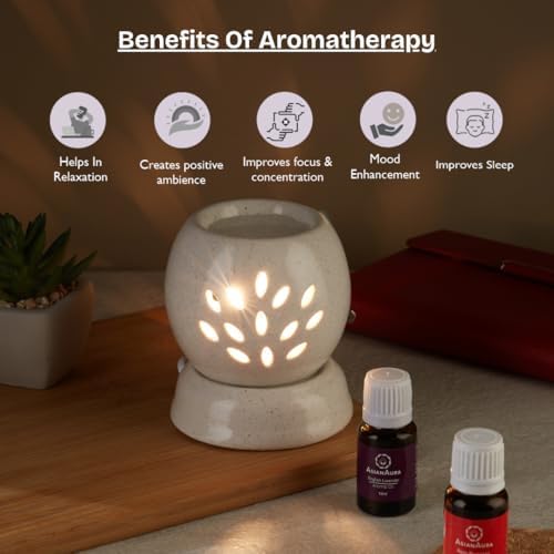 Asian Aura Aroma Diffuser for Home Fragrance| Aroma Burner for Aromatherapy| Home Decor| Aroma Oil Warmer Electric Ceramic Diffuser for Room Fragrance (Round 2)