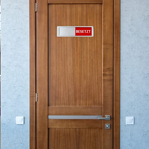 TMBMLPP FREI - BESETZT Schild, Frei Besetzt Zeichen mit Schieber, Frei Besetzt Schiebeschilder, Besetzt Zeichen Toilette, für Wartezimmer Besprechungsräume Raumstatus Raumschild, Silver, 17.8 x 5.2cm