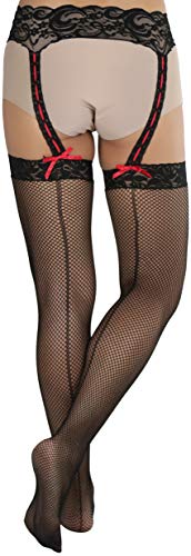 Image of ToBeInStyle Women's Attached Garter Belt Suspender Nylon Stocking Pantyhose