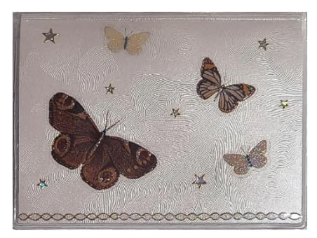 WINGS Craft & Fundraising Supply RFID Debit Credit Card Holder ATM Case, Bling Glitter Wildlife & Animals (White Monarch Butterfly with 2 Debit Registers)