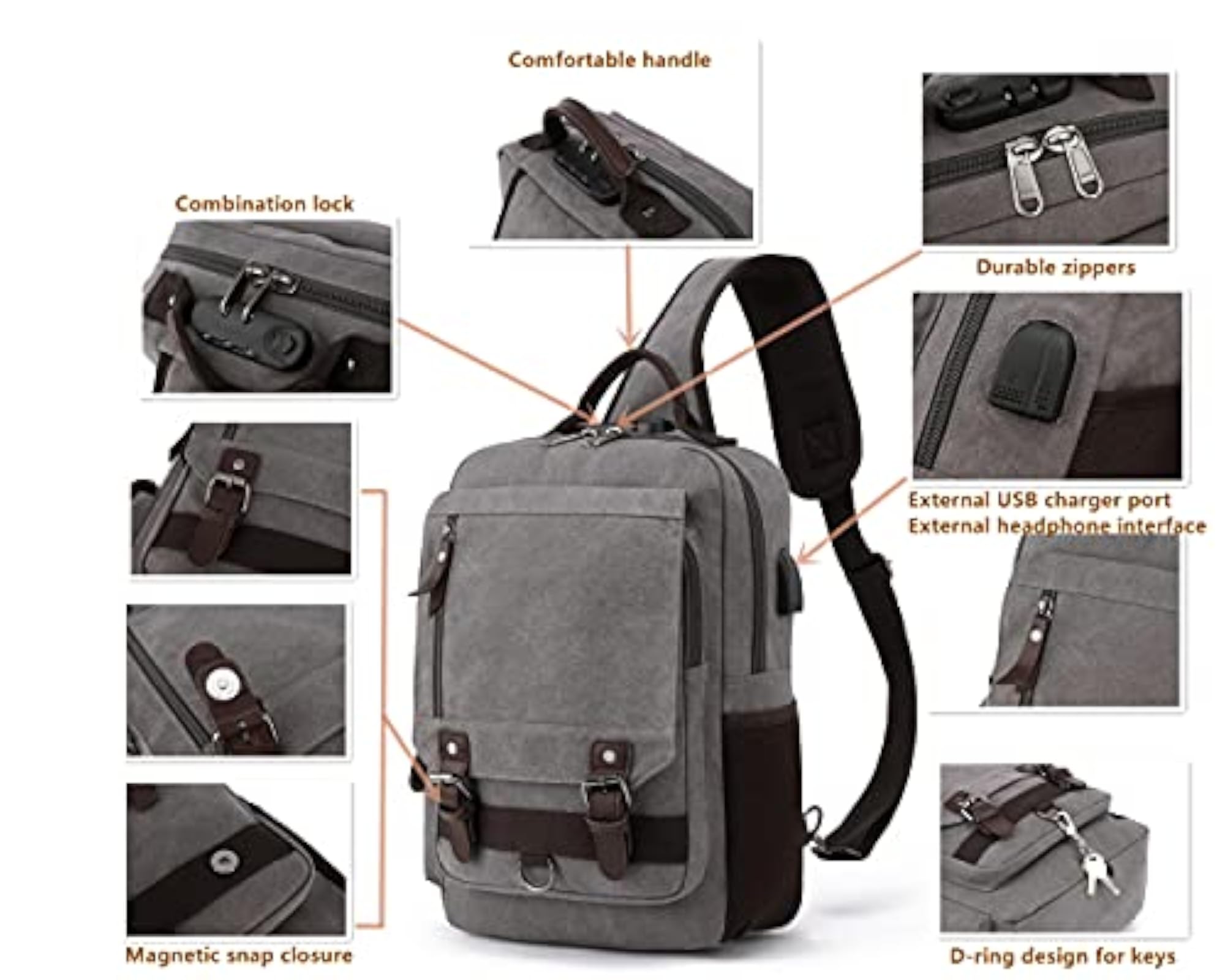 Water-Resistant Sling Bag, Cross Body Style