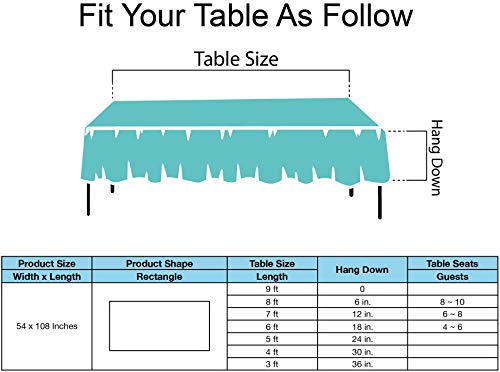 Aqua Blue Plastic Tablecloths 2 Pack Disposable Table Covers 54 X 108 Inches Baby Shower Party Tablecovers Seafoam Blue Table Cloths For Bbq Picnic Birthday Wedding Parties 8 Ft Rectangle Table Use #TOP4