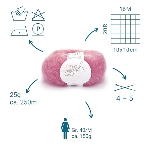 ggh Kid-Mohairwolle 25g - Korallrosé 116 – Bild 2