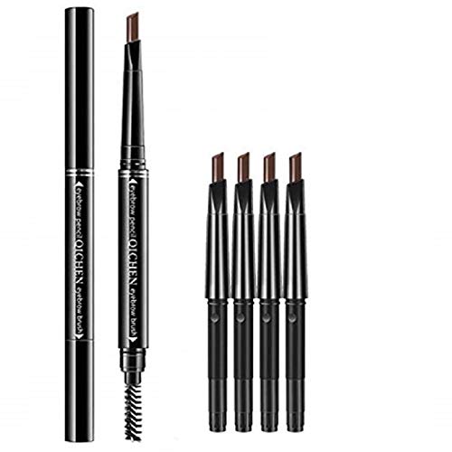 Meifen fashion durable waterproof automatic rotating eyebrow pencil, 1 + 4 replaceable refills, 5 colors optional(Dark coffee)