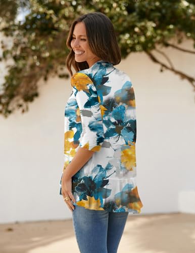 Image of Zeagoo Women's Open Front Cardigan 2026 Spring Summer Lightweight 3 /4 Sleeve Draped Ruffles Cardigans S-3XL
