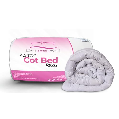 Home Sweet Home UK Anti Allergy 4.5 Tog Toddler Cot Bed Duvet - 100% Microfiber Cotbed Duvet(120x150cm), Machine Washable Soft Touch Toddler Cot Bed Bedding