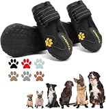 Expawlorer Dog Shoes for Small Dogs, Dog Shoes for Hot Pavement, Hiking Walking, Anti-Slip Rugged Sole,Waterproof Dog Booties for Outdoor Rain Days, All Weather Dog Boots & Paw Protectors (Black)