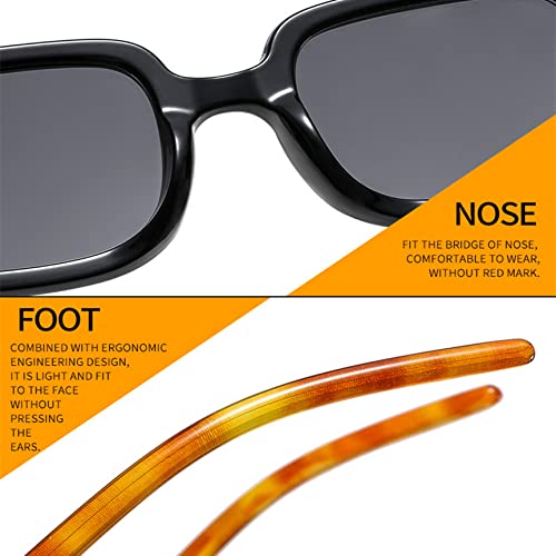 Gafas de sol para mujeres de estilo retro rectangular con proteccion UV400 y marco transparente 6