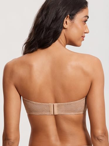 Image of DOBREVA Women's Strapless Lace Bras Unlined See-Through