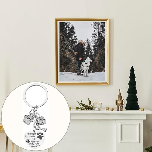 Kisstta Schlüsselanhänger Hund, Erinnerung Hund, Edelstahl Schlüsselanhänger Pfotenabdruck, Trauergeschenk mit Gravur für Familie Lieben Freunde