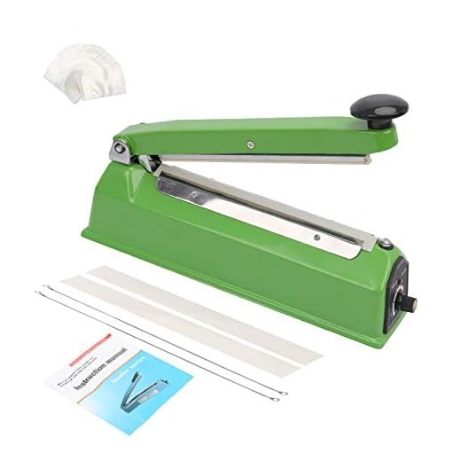 Hopeson 8 inch Impulse Bag Sealer, Manual Poly Bag Heat Sealing Machine Adjustable Timer Electric Heat Seal Closer with 100PCS 4X6 Inch Shrink Wrap Bag and 2 Free Replacement Kit (Green)
