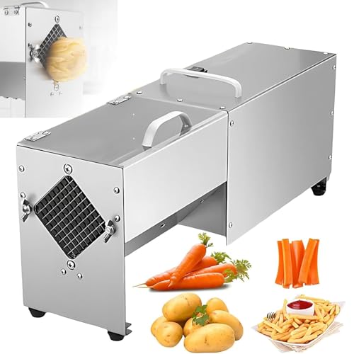LHQYA Vertical French Fry Cutter, Electric Stainless Steel Vegetable Slicer, Production Efficiency: 100kg/h, 3 Grid Blades Available for 7mm/10mm/14mm, for Restaurants, Buffet Hotels, Homes