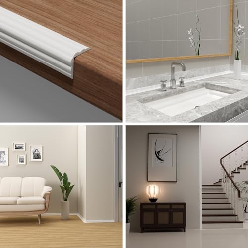 Duzzy Wall Corner Protector Trim, 20 Feet Flexible Inside & Outside Corner Guard Trim, Peel and Stick Corner Molding, Self-Adhesive Strip for Wall Edge, Ceiling, Door Frames, Countertop