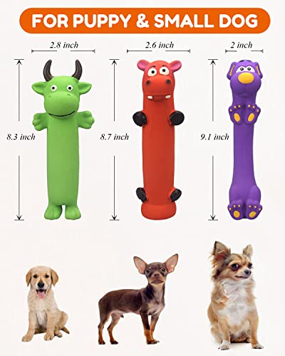 Pweituoet 9" Squeaky Dog Toys For Small Dog, 3 Pack Funny Rubber Dog Squeaky Toys, Latex Dog Chew Toys For Puppy #TOP6