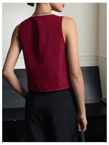 MakeMeChic Women's Bow Tie Front Vest V Neck Sleeveless Summer Vest Tops2