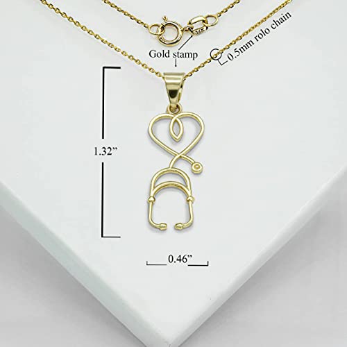 Dainty 14k Gold Heart-Shaped Stethoscope Pendant2