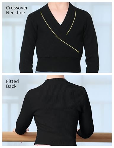 Girls Ballet Sweater Kids Warm up Dance Tops Toddler Long Sleeve Dance Sweater Pull on Ballerina Sweater4