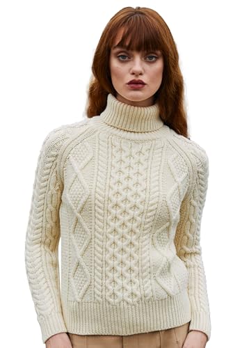 Image of SAOL Women's Wool Sweater Irish Cable Knit Jumper Made in Ireland