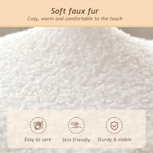 Table basse multifonction et repose-pieds blanc en bouclette - 7