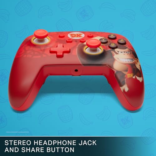 PowerA Manette Filaire améliorée pour Nintendo Switch, modèle Switch OLED et Switch Lite, Accessoire de Jeu, Manette de Jeu, Manette Filaire, sous Licence Officielle -Donkey Kong Flex