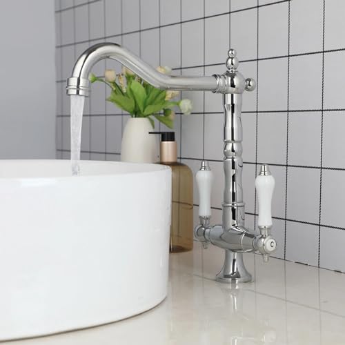 Robinet de lavabo pivotant à 360 degrés avec 2 poignées pour un réglage précis