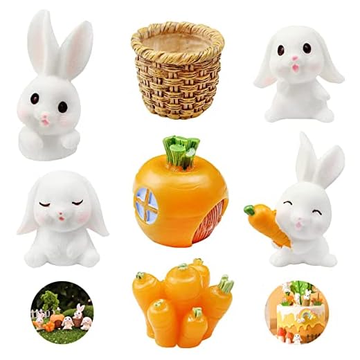 MEZHEN Decoración de Pascua Mini Conejo de Pascua Zanahoria Figuras Decoración Hogar Jardín Tartas Manualidad Pascua 7 Piezas