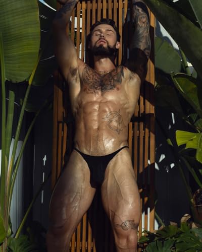 Men's Micro G String Low Rise Thong Underwear 3 Pack Soft Stretch Fit with Enhancing Bulge Pouch2