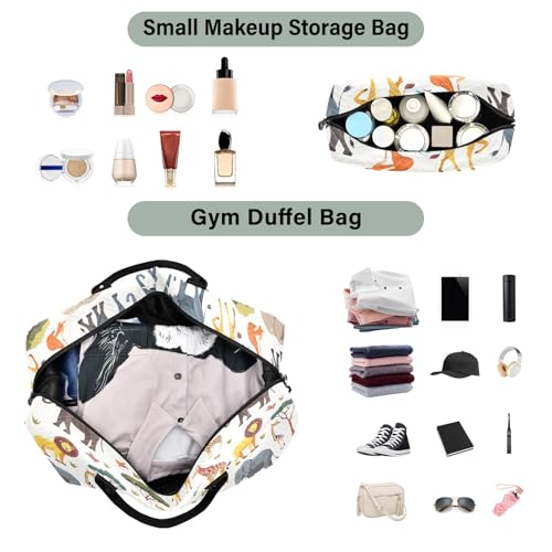 Large Travel Duffel Bag Sports Tote Gym Bag Overnight Weekender Bags African Animals Carry On Luggage with Toiletry Bags4