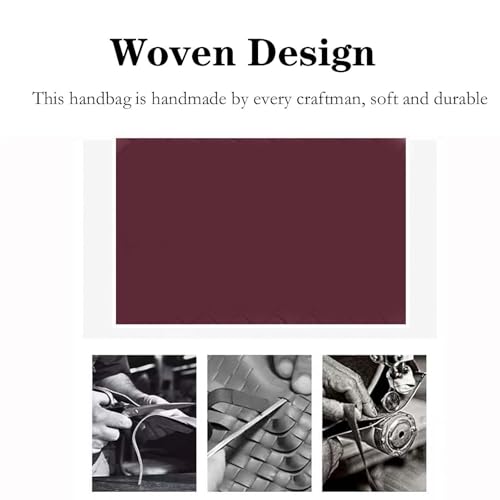 Image of Handmade Woven Evening Bag for Women Casual Clutch Purse Leather Shoulder Handbag Fashion Crossbody Bag