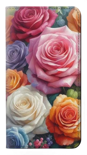 Etui flip housse cuir iPhone Air antichoc à motif fleur rose