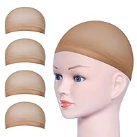 URAQT Haarnetz Wig Cap, 4 Stück Dehnbare Atmungsaktive Perücke Kappen Caps Nylon Haarnetz, Perückekappe Neutral Nackt Beige Haarnetz, Netz Perückennetz perücken wig zubehör