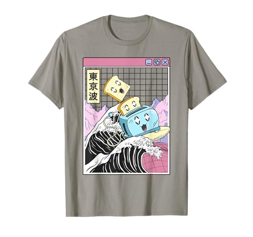 Tostadora Feliz Surf Kanagawa Japón Wave Kawaii Vaporwave Camiseta