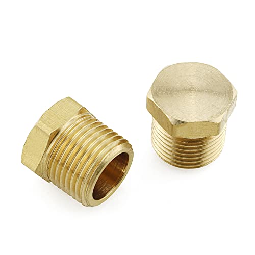 E-Outstanding 3/8" Male Npt Thread Adapter Connector 2Pcs 3/8Inch Male Npt Thread Brass Cored Hex Head Plug Coupler Adapter Pipe Fitting #TOP2