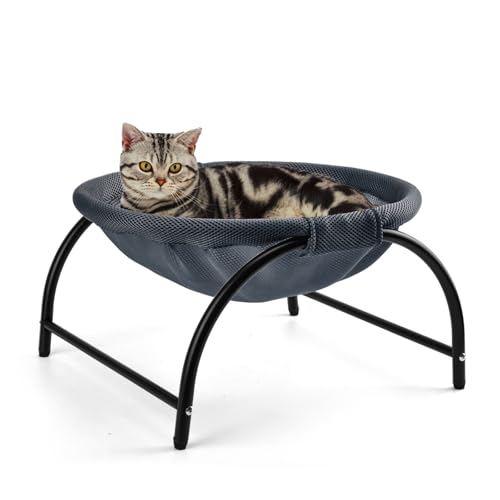 LIFLIX Cat Bed, Cat Hammock, Elevated Cat Bed with Removable Washable Mesh, Stable Detachable Pet Hammocks, Free-Standing Breathable Cat Hammock Bed, Easy Assembly Indoors Outdoors(Navy Blue)