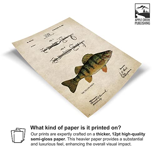 Apple Creek Antique Fly Fishing Lure Us Patent Poster Art Print Yellow Perch Largemouth Bass Walleye Muskie Lures Poles 11X14 Wall Decor Pictures thumb #2