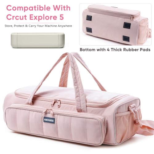 Image of AMOIGEE Puff Carrying Case for Cricut Explore 5, Quilted Storage Bag for Die-Cutting Machine, Travel Craft Tote with Pockets for Vinyl, Tools, Mats and Cricut Accessories and Suppliers