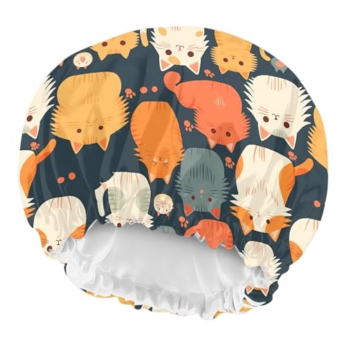 Image of Kids Satin Bonnet Sleeping Beanie Cartoon Painting Cats Headwear Curly Natural Hair Cover Soft Sleep Caps Breathable Comfy Hat for Kids Girls Boys Toddler Children Baby