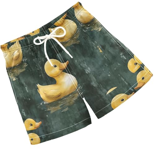 Pigsaly Boys' Swim Board Shorts Watercolor Funny Yellow Ducks Boy's Swim Trunks Kids Swimwear 2T