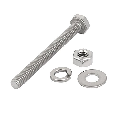 Image of uxcell 10 Set 304 Stainless Steel 1 /4 inch-20 Thread 3 inch Length Hex Bolt Kit w Washer Nut