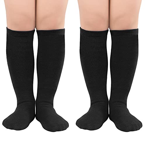 Zando Toddler Soccer Socks Boys Girls Knee High Striped Tube Socks Kids School Uniform Dress Socks Athletic Long Socks