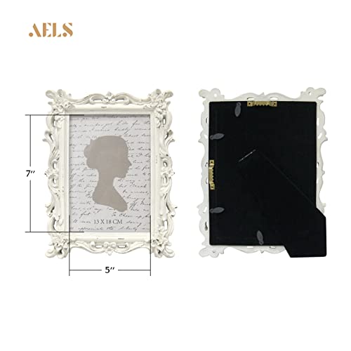 Aels 5X7 Inch Vintage Picture Frame, Elegant Antique Photo Frames With Glass Front, Photo Display, Tabletop Wall Hanging, Gift Ideas, White Waves #TOP1